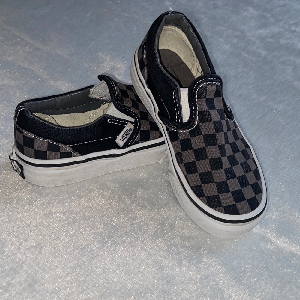 Vans Black and Gray Slip-On Sneakers Classic Style